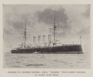Encomendado para Águas Chinesas, HMS Diadem, Twin Screw Cruiser, 1ª Classe, 11.000 Tons de English Photographer