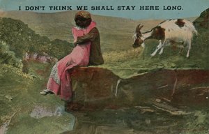 Postal dos amantes em um penhasco, enviado em 1913 (foto colorida à mão) de English Photographer