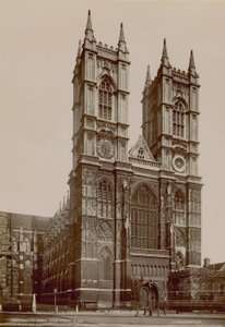 Cartão postal com uma imagem da frente oeste da Abadia de Westminster de English Photographer