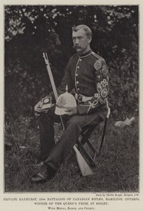 Soldado Hayhurst, 13º Batalhão de Rifles Canadenses, Hamilton, Ontário, Vencedor do Prêmio Queens em Bisley, com Medalha, Crachá e Cheque de English Photographer
