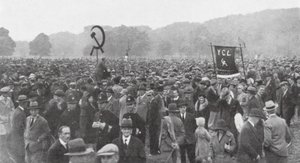 Manifestação de trabalhadores desempregados em Hyde Park, Londres de English Photographer