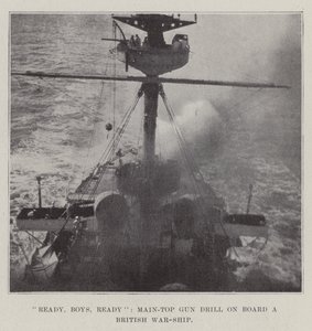 Pronto, meninos, pronto, broca de arma principal-Top a bordo de um navio de guerra britânico de English Photographer