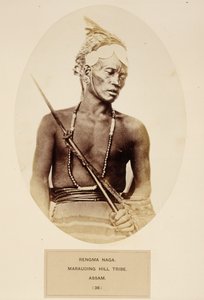 Rengma Naga, Marauding Hill Tribe, Assam, de The People of India, de J. Forbes Watson, publicado em 1868 (impressão de albume)