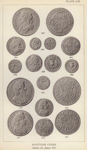 Moedas escocesas, Charles II, James VII (foto a p/b) de English Photographer
