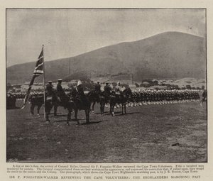 Sir F Forestier-Walker revisando os Voluntários do Cabo, os Highlanders marchando de English Photographer