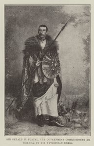 Sir Gerald H Portal, o Comissário do Governo para Uganda, em seu vestido Abyssinian de English Photographer