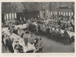 Sir Redvers Bullers Responder a seus críticos, o general e Sir Howard Vincent no almoço para Queens Winchester Rifle Volunteers, 10 de outubro de English Photographer