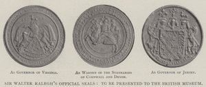 Selos oficiais de Sir Walter Raleghs, para serem apresentados ao Museu Britânico de English Photographer