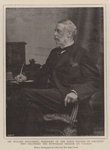 Sir William MacCormac, Presidente do Royal College of Surgeons, que fez a Oratória Hunteriana na terça-feira de English Photographer
