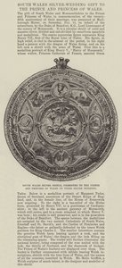 Escudo de Prata do Sul do País de Gales, apresentado ao Príncipe e Princesa de Gales em seu Casamento de Prata de English Photographer