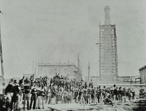 Esgoto do emissário do sul, Crossness: dignitários no local, 1865 de English Photographer