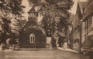 Igreja de Santo André, Bemerton, Wiltshire, onde está enterrado o poeta e padre inglês George Herbert (foto a p/b) de English Photographer