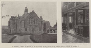 St Deiniols Library, em Memory of Mr Gladstone, em Hawarden, a ser aberta por Earl Spencer em 14 de outubro de English Photographer