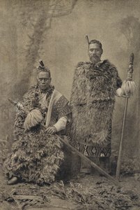 Tawhiao, o Rei Maori, e o Major Wiremu Te Wheoro (foto a p/b) de English Photographer