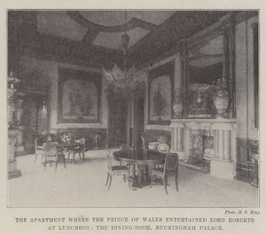 O Apartamento onde o Príncipe de Gales entreteve Lord Roberts no Luncheon, a Sala de Jantar, o Palácio de Buckingham de English Photographer