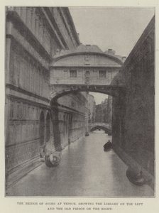 A Ponte dos Suspiros em Veneza, mostrando a Biblioteca à Esquerda e a Antiga Prisão à Direita de English Photographer