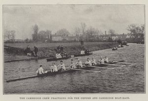 A tripulação de Cambridge praticando para a corrida de barcos de Oxford e Cambridge de English Photographer