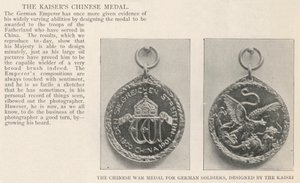 A medalha de guerra chinesa para soldados alemães, projetada pelo Kaiser de English Photographer