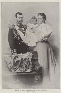 O Czar e a Czarina, com a sua filha, a grã-duquesa Olga