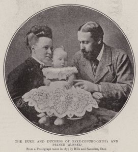 O duque e a duquesa de Saxe-Coburg-Gotha e o príncipe Alfred de English Photographer