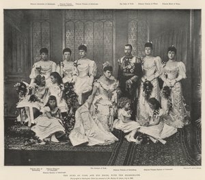 O duque de York e sua noiva, com as damas de honra