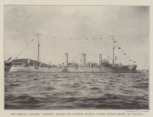 O alemão Cruiser Gefion, com destino a águas chinesas sob o príncipe Henry da Prússia de English Photographer