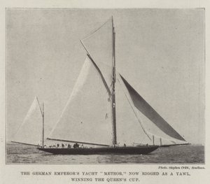 O imperador alemão Yacht Meteor, agora equipado como um Yawl, vencendo a Copa do Queens de English Photographer