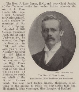 O Honorável J Rose Innes, Primeiro Chefe de Justiça Britânico do Transvaal de English Photographer