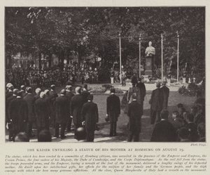 O Kaiser desvelando uma estátua de sua mãe em Homburg em 19 de agosto de English Photographer