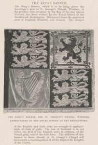 A bandeira dos reis para a capela de St Georges, Windsor, bordada pela escola real da arte Needlework de English Photographer