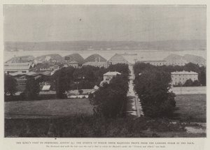 A visita dos reis a Pembroke, 23 de agosto, a avenida que suas majestades dirigiram do estágio de aterrissagem na doca de English Photographer