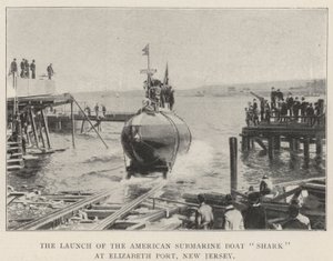 O lançamento do tubarão submarino americano em Elizabeth Port, Nova Jersey de English Photographer