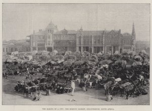 A construção de uma cidade, o mercado da manhã, Joanesburgo, África do Sul