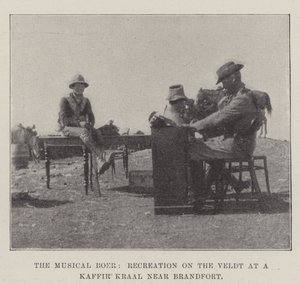 O Boer Musical, Recreação no Veldt em um Kaffir Kraal perto de Brandfort de English Photographer