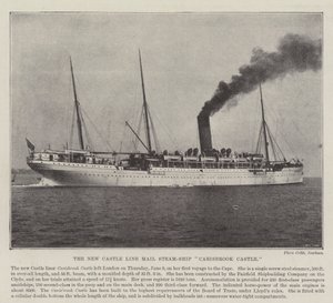 O novo Castelo Linha Correio Steam-Ship Carisbrook Castle de English Photographer