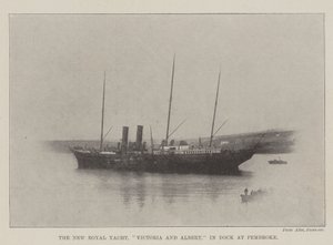 O novo Royal Yacht, Victoria e Albert, em Dock at Pembroke de English Photographer
