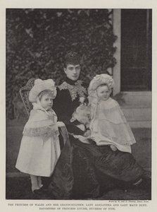 A Princesa de Gales e seus netos, Lady Alexandria e Lady Maud Duff, Filhas da Princesa Louise, Duquesa de Fife de English Photographer