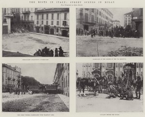 Os motins na Itália, cenas de rua em Milão