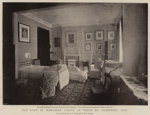 O quarto no castelo de Hawarden em que o Sr. Gladstone morreu de English Photographer