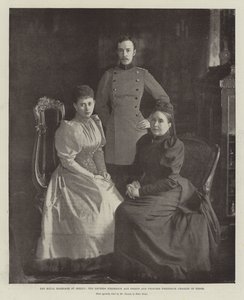O casamento real em Berlim, a imperatriz Frederico e o príncipe e a princesa Frederick Charles de Hesse