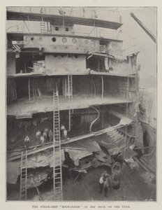 O navio a vapor Milwaukee em Dry Dock no Tyne de English Photographer