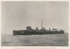 O Torpedo-Boat Destroyer Salmon, danificado em colisão em Harwich em 2 de dezembro de English Photographer