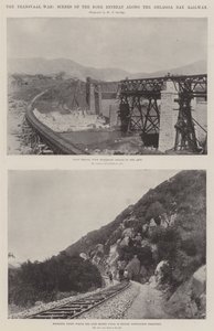 A guerra de Transvaal, cenas do retiro de Boer ao longo da estrada de ferro da baía de Delagoa