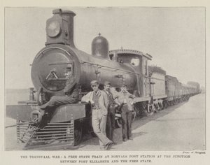 A Guerra do Transvaal, um trem do Estado Livre na Estação Norvals Pont no cruzamento entre Port Elizabeth e o Estado Livre de English Photographer
