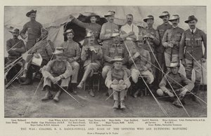 A Guerra, Coronel RS Baden-Powell e alguns dos oficiais que estão defendendo Mafeking de English Photographer