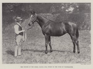 O vencedor do Derby, Flying Fox, de propriedade do Duque de Westminster de English Photographer