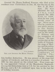 O falecido general Sir Henry Norman de English Photographer