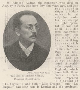 O falecido M Edmond Audran, compositor da Light Opera de English Photographer