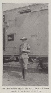 O falecido major Heath e seu trem blindado, explodido por Boers em 17 de maio de English Photographer