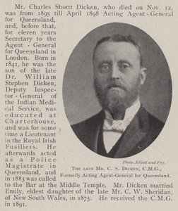 O falecido Sr. CS Dicken, CMG, ex-agente-geral em exercício para Queensland de English Photographer